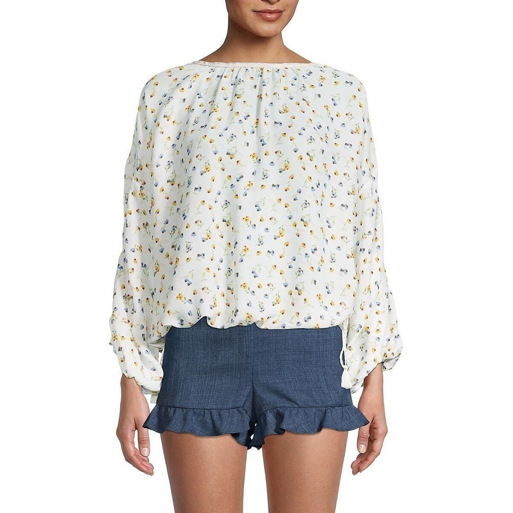 New MAX STUDIO Long-Sleeve Floral-Print Top Women's Size Medium